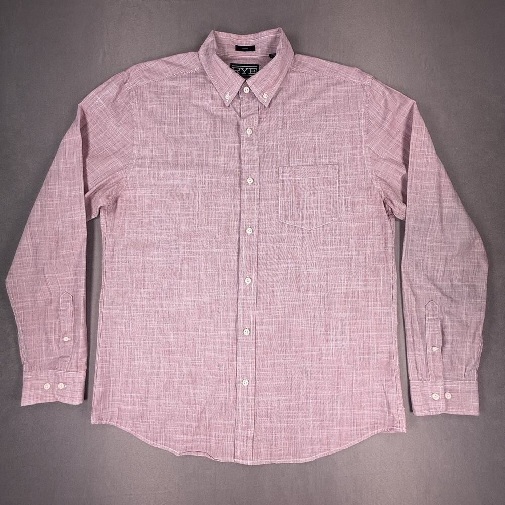 Rye by Hawker Rye Men's Long Sleeve Red Button Down Slim Fit Shirt Sz L